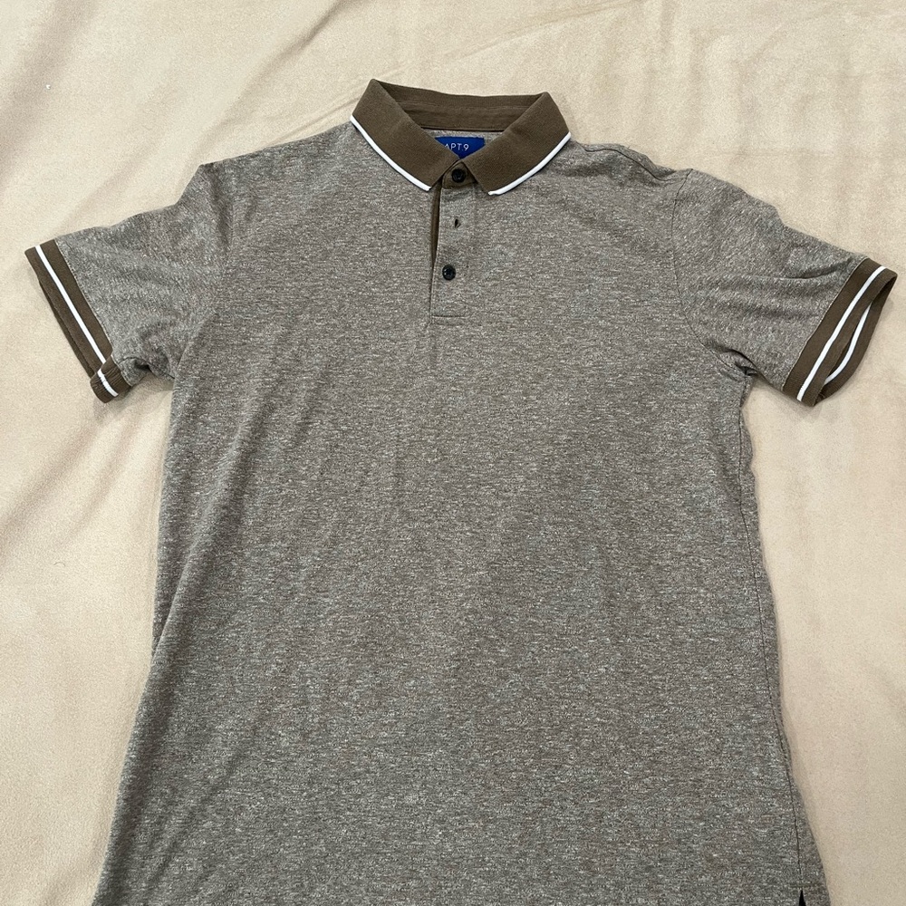 Apt. 9 Gray and Brown Polo Shirt